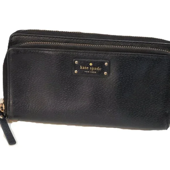 Kate Spade Wallet Zip Around Credit Card Slot Purse Zipper Leather - Picture 12 of 12